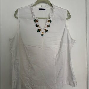 Embellished White Sleeveless Top